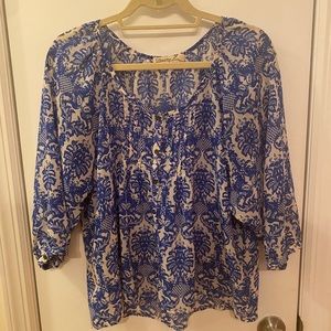 Liberty Love Blue & White Detailed Top